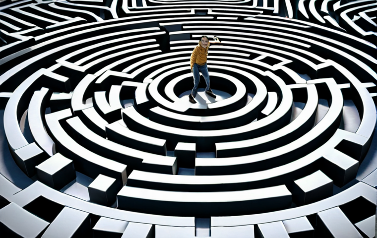 **
A person navigating a complex maze, symbolizing life's challenges. Instead of walls, some obstacles are depicted as trampolines, representing opportunities for growth. The person has a determined, focused expression, embodying an "agile mind." The overall tone is hopeful and encouraging.
**